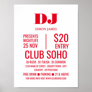 Snyggt DJ, Klubb Event Advertising Poster
