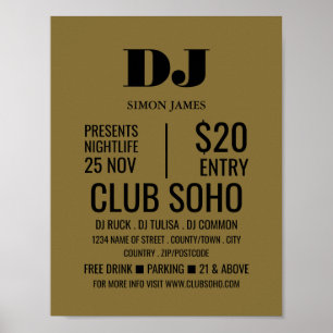Snyggt DJ, Klubb Event Advertising Poster