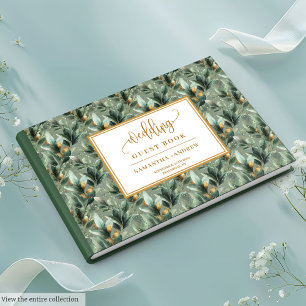 Snyggt djupt grönt guld eucalyptus bröllop bok
