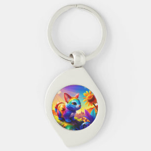 Snyggt djur 3 swirl silverfärgad nyckelring