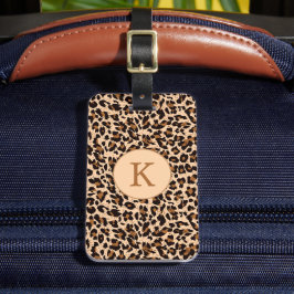Snyggt Djurutskrift Brun monogram Bagagebricka