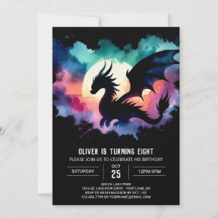 Snyggt Dragon Birthday Anpassade Inbjudningar