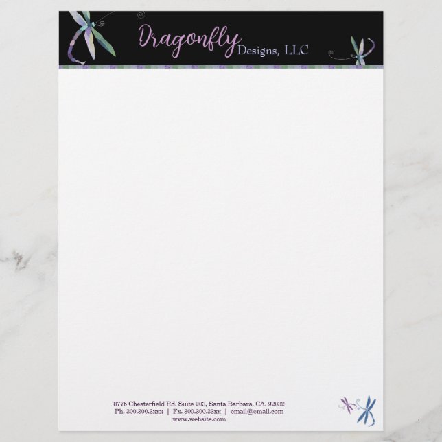 Snyggt Dragonfly Designer Business Brevhuvud (Framsida)