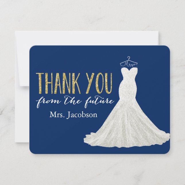 Snyggt Dress Navy och Guld | Tack Kort (Framsida)