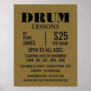 Snyggt Drum Lessons Reklamation Poster