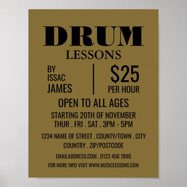 Snyggt Drum Lessons Reklamation Poster (Framsidan)