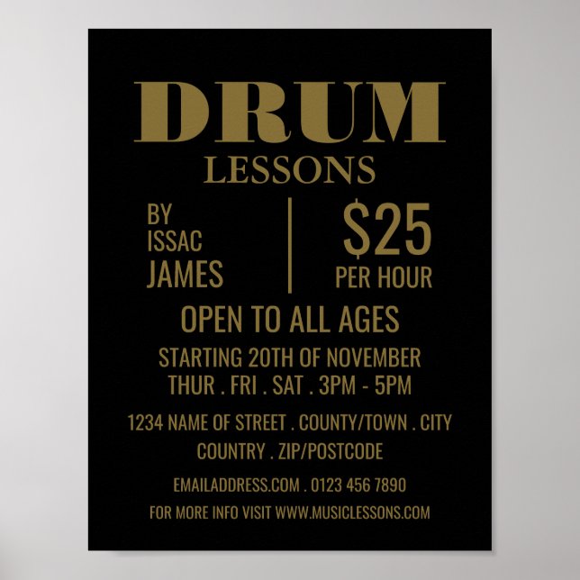 Snyggt Drum Lessons Reklamation Poster (Framsidan)