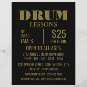 Snyggt Drum Lessons Reklamflygare Reklamblad