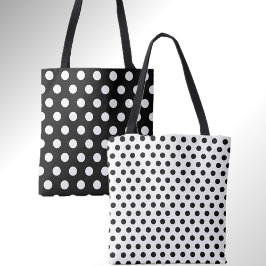 Snyggt Dubbla Dots Black and White Polka Dot Tote Tygkasse