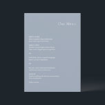 Snyggt Dusty Blue Modern Bröllop Meny<br><div class="desc">Modern bröllopsmeny med en enkel men elegant design.</div>