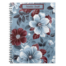 Snyggt Dusty Blue och Burgundy Blommigt bärbar dat