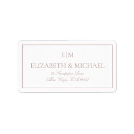 Snyggt Dusty Ro Monogram Bröllop Returadress Adressetikett