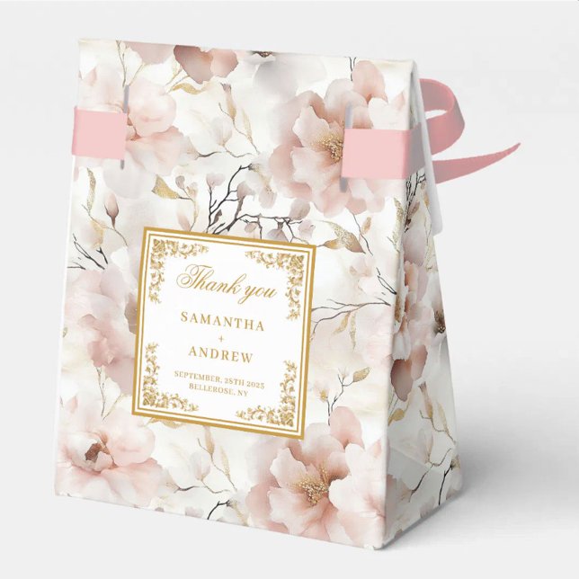 Snyggt Dusty Rosa Guld Bröllop tackfavoritruta Presentaskar (Stylish Dusty Pink Gold Wedding Thanks Favor Box)