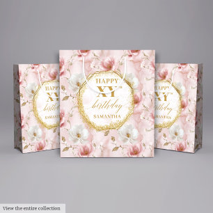 Snyggt Dusty Rosa Watercolor 70 Birthday Gift Bag