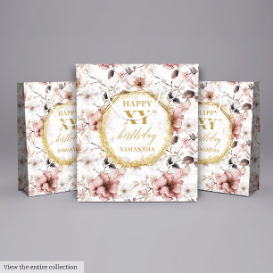 Snyggt Dusty Rosa Watercolor 70 Birthday Gift Bag