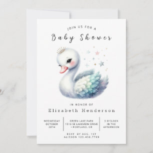 Snyggt Editable Svan Baby Shower Inbjudningar