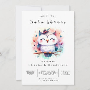 Snyggt Editable Uggla Baby Shower Inbjudningar