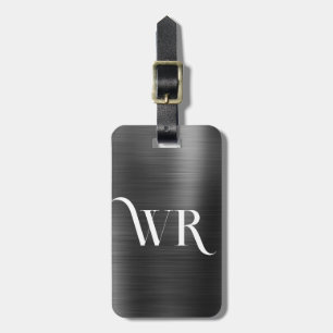 Snyggt Elegant 2 Monogram första svarta Metall Bagagebricka