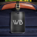 Snyggt Elegant 2 Monogram första svarta Metall Bagagebricka<br><div class="desc">Snyggt Girly Modern Elegant Black Metall 2 Monogram Personlig för första Anpassningsbarna Luggage Bag-Märkre för av Personlig. Den här designen har två (2) monogram ursprunglig typografi (typsnitt för dubbla) och adress på omvänd sida på svart, borstad metallfolie som ser bakgrunden. Dessa är lätta att anpassa. Snyggtens gåva till bröllop, möhippa,...</div>