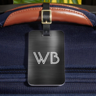 Snyggt Elegant 2 Monogram första svarta Metall Bagagebricka