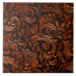 Snyggt Elegant baroque Faux Embossed Leather Kakelplatta