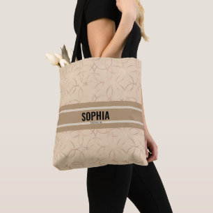 Snyggt Elegant Beige Monogram Tygkasse