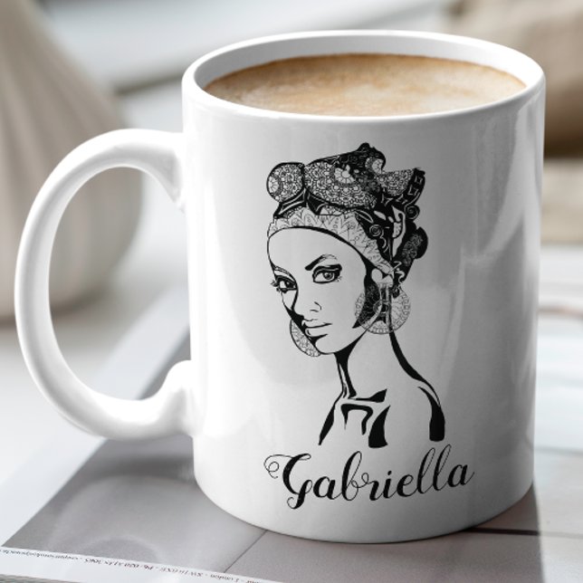 Snyggt Elegant Black Ethnic Black African Women Kaffemugg (Skapare uppladdad)