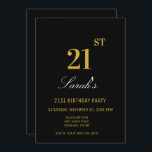 Snyggt Elegant Black & Guld 21:a födelsedagen Part Inbjudningar<br><div class="desc">Snyggt Elegant Black & Guld 21:a födelsedagsinbjudan</div>
