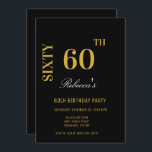 Snyggt Elegant Black & Guld 60:e Födelsedagsfesten Inbjudningar<br><div class="desc">Snyggt Elegant Black & Guld 60:e Födelsedagsfest inbjudan</div>