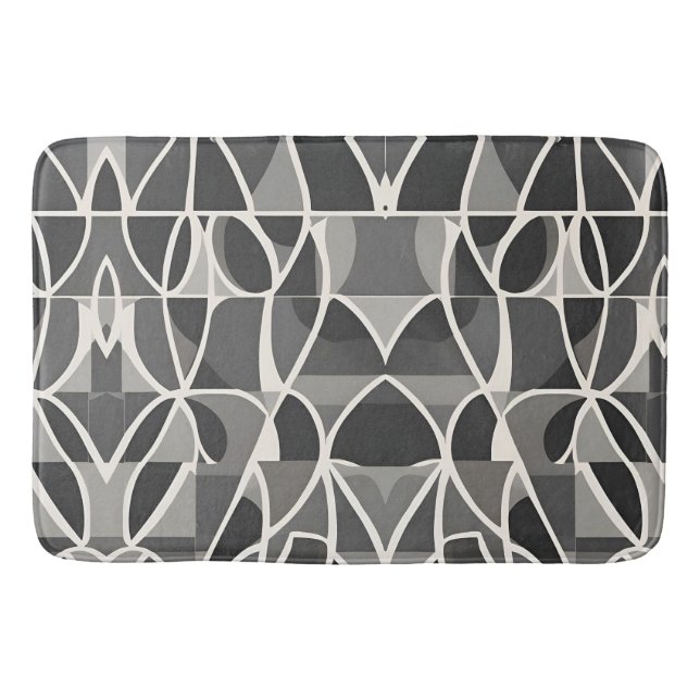 Snyggt Elegant Black White Geometric Mönster Badrumsmatta (Framsidan)