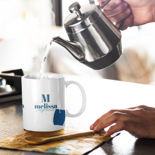 Snyggt Elegant Blue Monogram Coffee Mugg