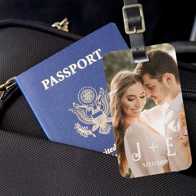 Snyggt Elegant bröllop Photo Bagagebricka (Skapare uppladdad)