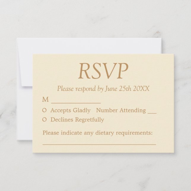Snyggt Elegant Cream Beige Bröllop OSA Card Kort (Framsida)