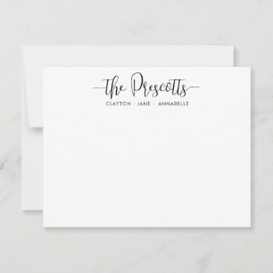 Snyggt Elegant Family Namn par Black Script-skript Anteckningskort