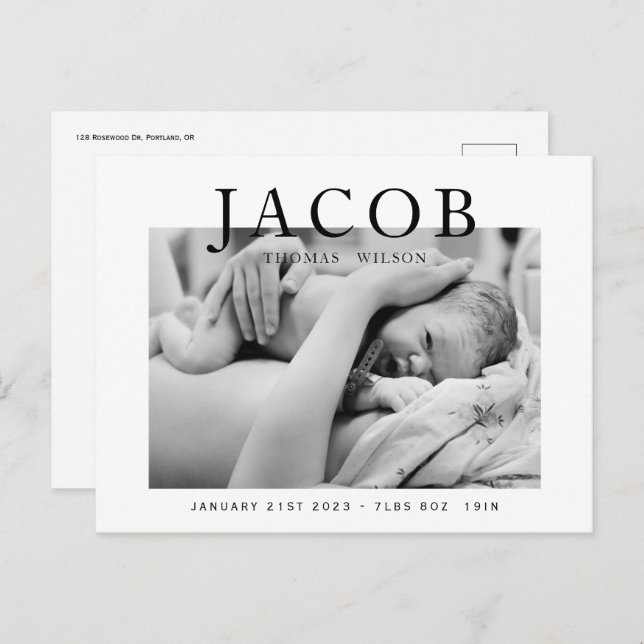 Snyggt elegant-fotomeddelande för baby vykort (Fram/baksida)