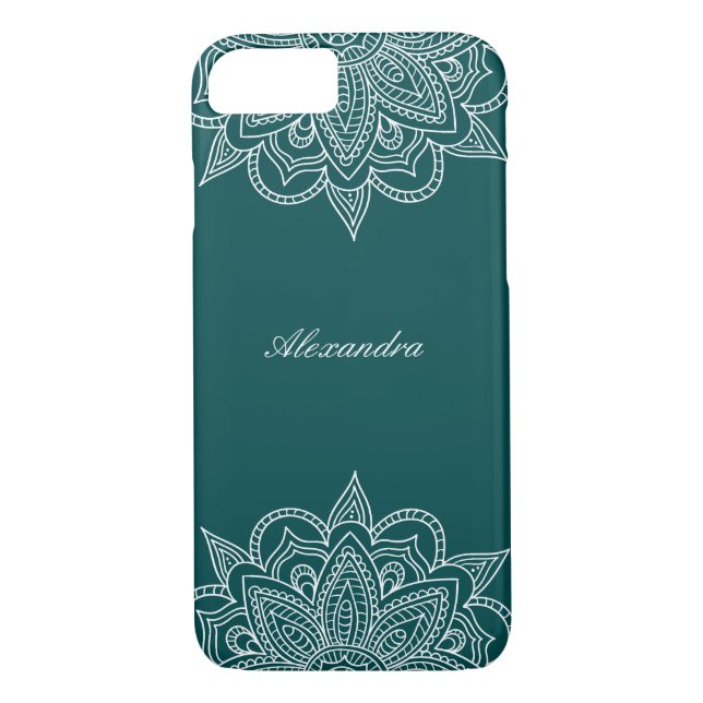 Snyggt & Elegant Grönt White Mandala Snöre Case-Mate iPhone Skal (Baksida)