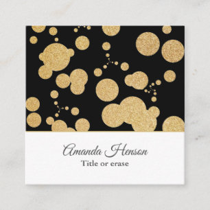 Snyggt Elegant Guld Glitter Circle Black Fyrkantigt Visitkort