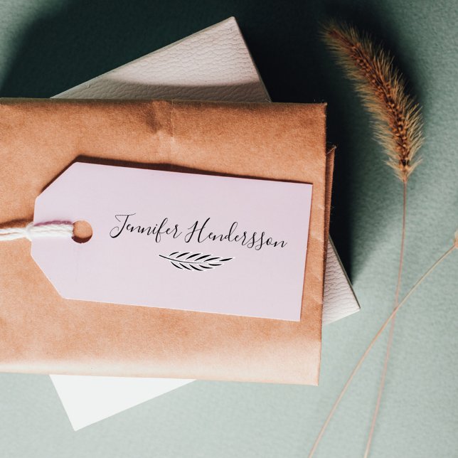 Snyggt Elegant Handskriven Namnteckning/Olive Gren Stämpel (Stylish elegant handwritten signature botanical leaf stamp)