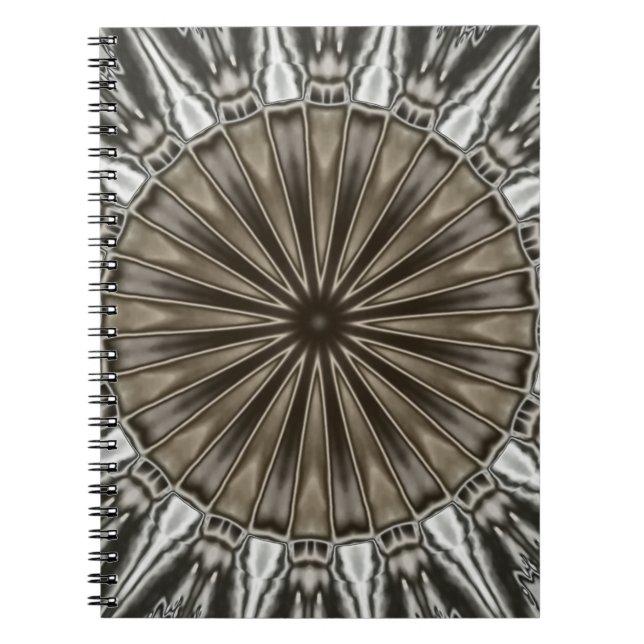 Snyggt Elegant Kaleidoscope Design Brown Grått Anteckningsbok Med Spiral (Framsidan)