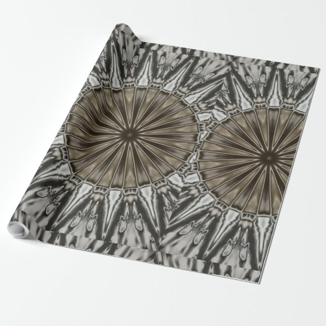 Snyggt Elegant Kaleidoscope Design Brown Grått Presentpapper (Utrullad)