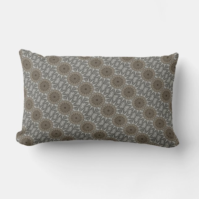 Snyggt Elegant Kaleidoscope Design Brown Grått Utomhuskudde (Framsida)