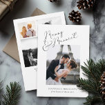 Snyggt Elegant Merry and Married Photo Collage Julkort<br><div class="desc">Skicka varmt önskemål med vårt "Merry & Married"-fotosamlingskort för handskript. Fira kärlek och tillsammans i julhelg. 💌 #HolidayGreetings #PersonalizedElegance</div>