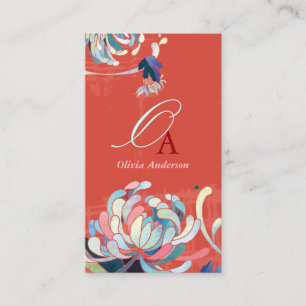 Snyggt Elegant Monogram Red Visitkort