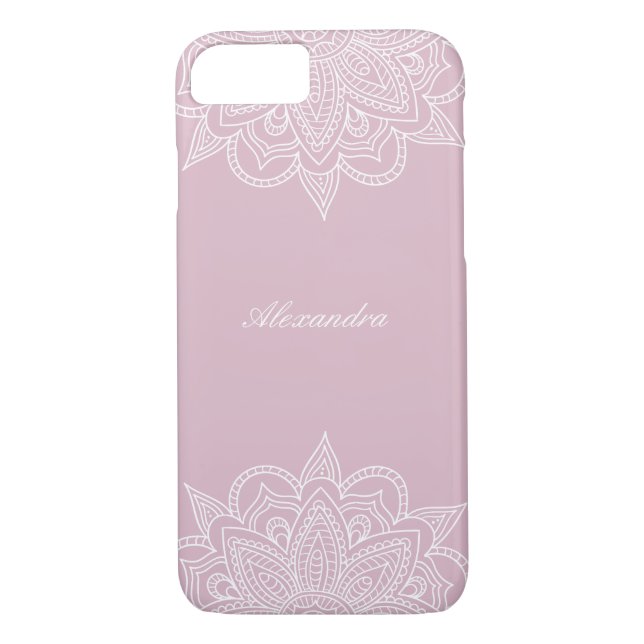 Snyggt & Elegant Ro Rosa & White Mandala Snöre Case-Mate iPhone Skal (Baksida)