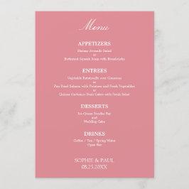 Snyggt Elegant Rosa Bröllop Menu Meny