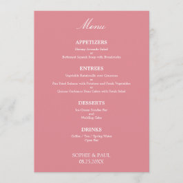 Snyggt Elegant  Rosa Bröllop Menu Meny