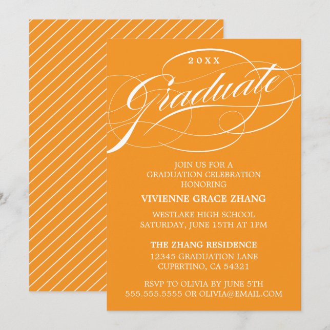 SNYGGT ELEGANT SCRIPT STUDENT PARTY INVICATION INBJUDNINGAR (Fram/baksida)