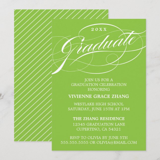 SNYGGT ELEGANT SCRIPT STUDENT PARTY INVICATION INBJUDNINGAR (Fram/baksida)