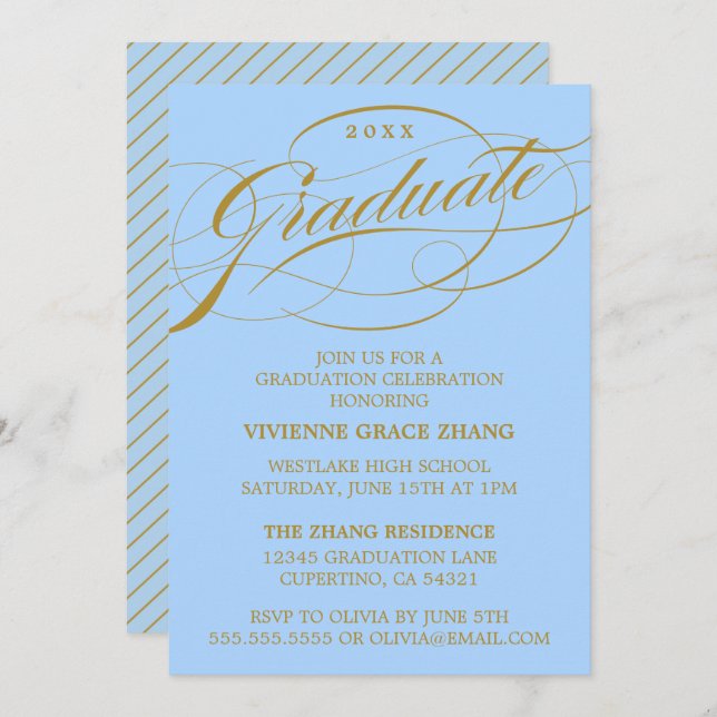 SNYGGT ELEGANT SCRIPT STUDENT PARTY INVICATION INBJUDNINGAR (Fram/baksida)