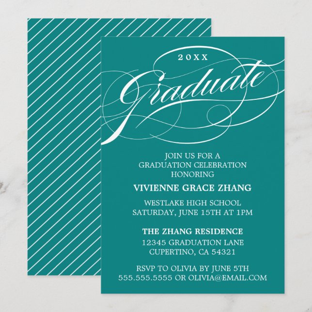 SNYGGT ELEGANT SCRIPT STUDENT PARTY INVICATION INBJUDNINGAR (Fram/baksida)